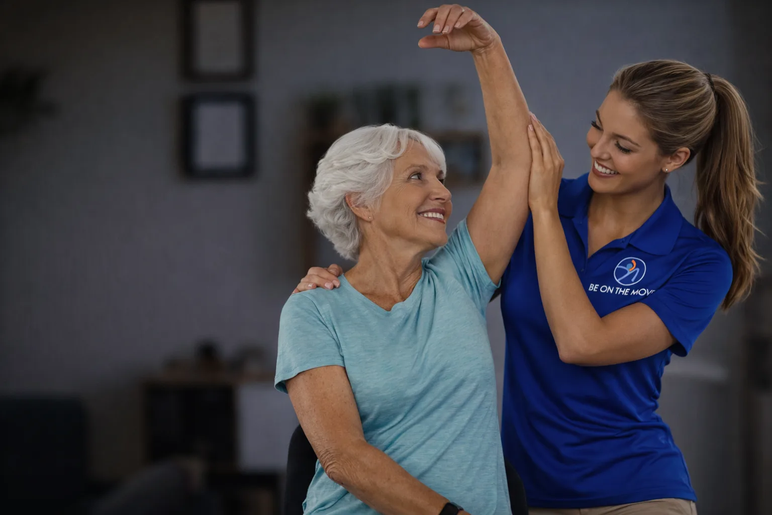 Physical therapist assisting a senior patient in South Florida